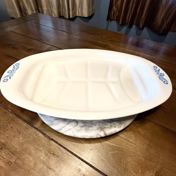 Vintage Corning Ware Corelle 16.5" x 10" Blue Cornflower Meat Platter P-19 Tray - Picture 2 of 6
